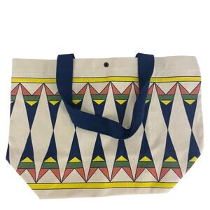 8th Gen Butterfly Dreams Tribal Native Ethnic Cotton Beige/Navy/Yellow Tote Bag